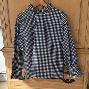 NWT Women's Navy and White Gingham Blouse